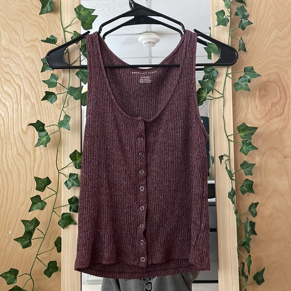 American Eagle: button up, tank top